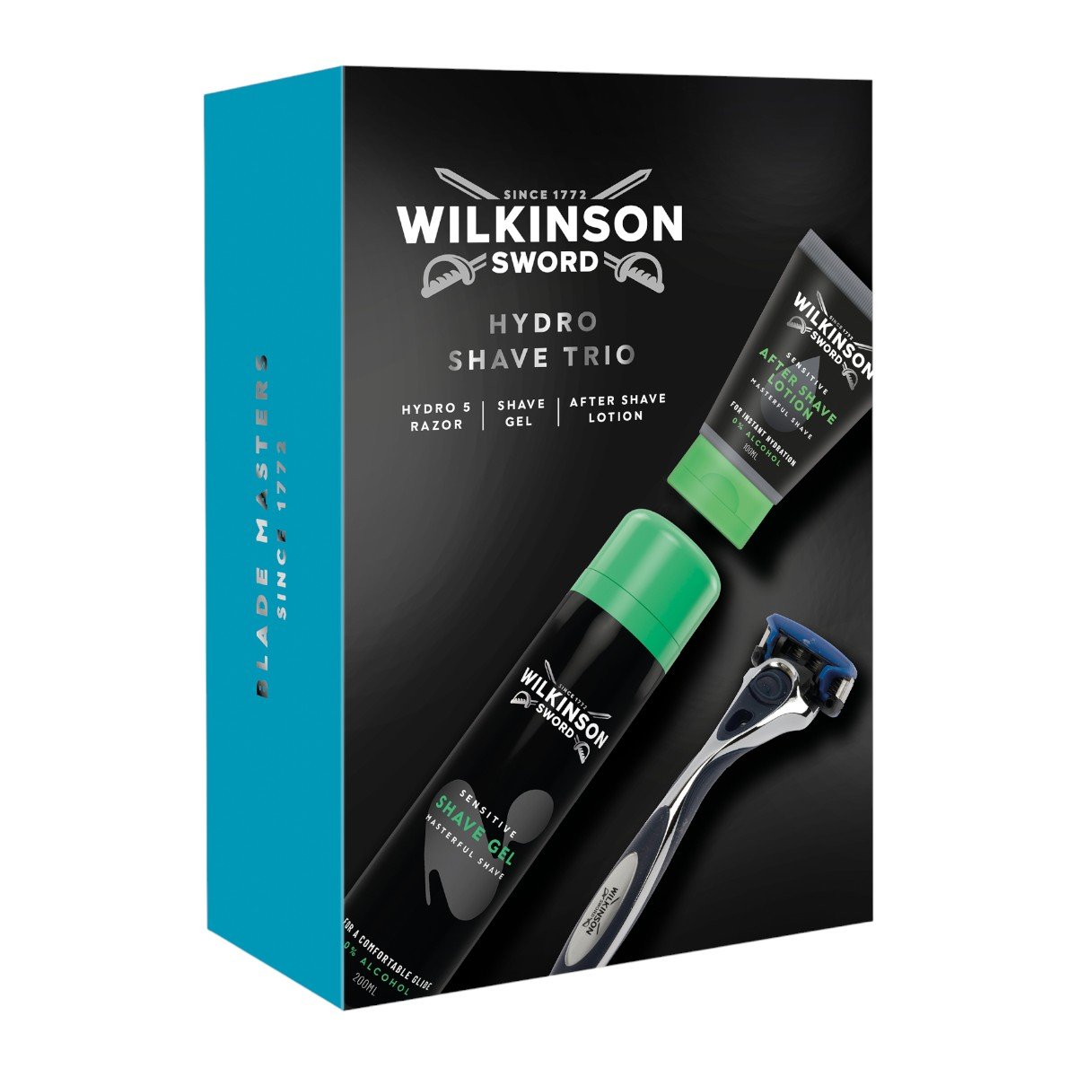 Wilkinson Sword Zestaw: maszynka do golenia Hydro 5 + żel do golenia Sensitive + balsam po goleniu Sensitive