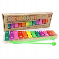 Instrumenty muzyczne dla dzieci - CYMBAŁKI DZWONKI 12 TONOWE DREWNIANE KOLOROWE DO NAUKI GRY MUZYKA - miniaturka - grafika 1