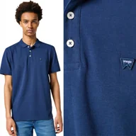 Koszulki męskie - Wrangler SS POLO NAVY GRANATOWA BAWEŁNIANA POLÓWKA POLO LOGO REGULAR L - miniaturka - grafika 1