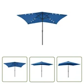 Parasole ogrodowe - The Living Store Parasol ogrodowy z LED i stalowym słupkiem - niebieski - 2x3 m - Parasol Ogrodowy - miniaturka - grafika 1