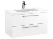 Szafki łazienkowe - Szafka Wisząca Z Umywalką RON 80 cm - Biały Mat - Uchwyty Chromowane - miniaturka - grafika 1