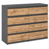 Komody - Duża Komoda z Szufladami 120 CM 8 Szuflad Szara Dąb Wotan Szafka Rtv Loft - miniaturka - grafika 1