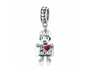 Charmsy - Pandora Valerio.pl Rodowany srebrny wiszący charms do miłość do mamy I love mom srebro 925 NEW223 NEW223 - miniaturka - grafika 1