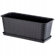 Donice - Doniczka balkonowa rattanowa z podstawką Frette 40 cm, antracyt - miniaturka - grafika 1