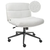 Fotele i krzesła biurowe - Beliani Krzesło obrotowe CATLIN Boucle Biały - miniaturka - grafika 1