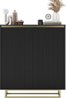Szafki RTV - Komoda RTV SELENE Glamour Czarny Mat Ryflowane fronty metalowa rama 110,8 cm - miniaturka - grafika 1