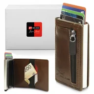 Portfele - Automatyczne ETUI na Karty Ochrona RFID Portfel Wysuwany Pako Jeans BRĄZOWY - miniaturka - grafika 1