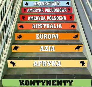 Naklejki na schody: Kontynenty - Pomoce naukowe - miniaturka - grafika 1