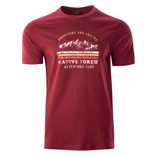 Męska Koszulka z krótkim rękawem HI-TEC RONE 49966-MERLOT – Bordowy - Koszulki męskie - miniaturka - grafika 1