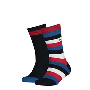 Tommy Hilfiger Chłopięce skarpety Basic Stripe (2 sztuki), niebieski (midnight blue) - Skarpetki damskie - miniaturka - grafika 1
