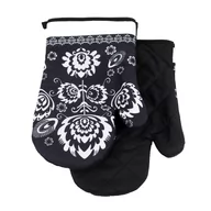 Fartuchy i rękawice kuchenne - Rękawice Kuchenne z Magnesem Wzór Łowicki Czarny Folk II K2267D - miniaturka - grafika 1