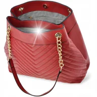 Torebki damskie - TOREBKA Damska Pikowana Skóra DUŻA Torba Worek SHOPPER Z Łańcuchem Ramię - miniaturka - grafika 1