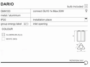 Azzardo DARIO LAMPA NATYNKOWA GM4109 CZARNA GM4109 BK - Lampy sufitowe - miniaturka - grafika 3