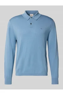 Sweter z dzianiny z kołnierzykiem polo - CK Calvin Klein - Swetry męskie - miniaturka - grafika 1