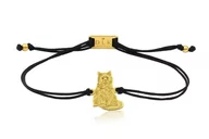 Bransoletki - Bransoletka z kotem birmańskim złotym na sznurku - miniaturka - grafika 1