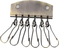 Portfele - Skórzany portfel na klucze - Torebka - Okucia - Organizer na pierścionki Uchwyt 6 haczyków Zapięcie Klips (brązowy) - miniaturka - grafika 1