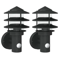 Lampy ogrodowe - vidaXL Kinkiety zewnętrzne z czujnikiem ruchu, 2 szt., czarne, stal - miniaturka - grafika 1
