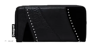 Desigual Women's Accessories PU Long Bi-Fold Wallet, czarny, czarny, 20.5 - Portfele - miniaturka - grafika 1