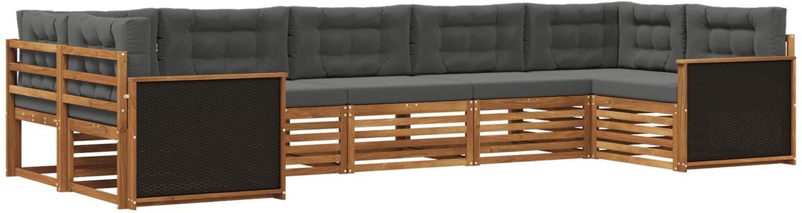 vidaXL Zestaw sof na zewnątrz z poduszką 7 pcs Naturalny i Antracytowy