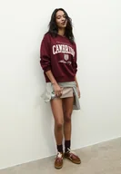 Bluzy damskie - Stradivarius Bluza haftowana Wiśniowy M - miniaturka - grafika 1