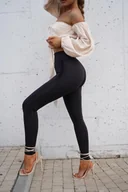 Legginsy - Legginsy Algi z lampasem antycellulitowe giga elastic push up Me&Jan leginsy - czarne - ME&JAN - miniaturka - grafika 1