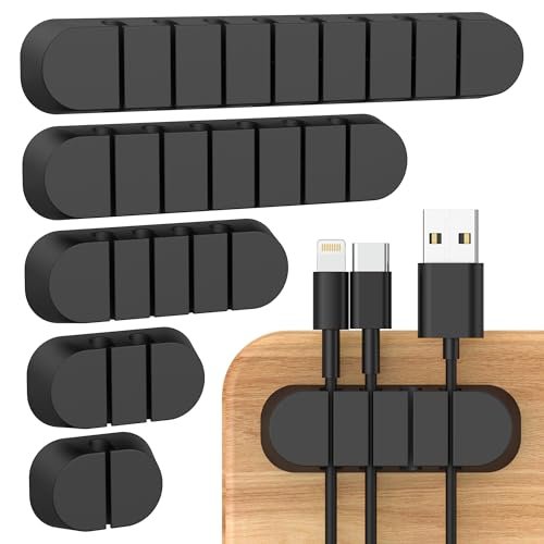 Uchwyt na kable z klipsami do kabli, 3/5 sztuk, z 2 kolorami organizera na biurko, kabel sieciowy, kabel USB do ładowania, ładowarki, kabel audio, do biura i dla użytkowników domowych