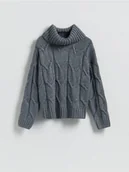 Swetry damskie - Reserved - Golf z domieszką wełny - szary - miniaturka - grafika 1