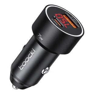 Ładowarka samochodowa Toocki USB + USB-C, 75W (czarna) - Ładowarki samochodowe - miniaturka - grafika 1