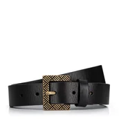 Paski - Damski pasek skórzany z kontrastową klamrą czarny - miniaturka - grafika 1