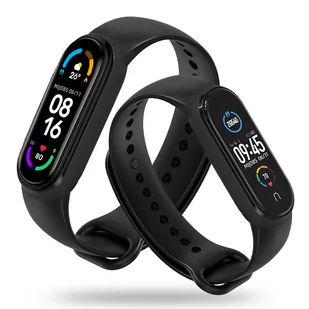GUMOWA OPASKA XIAOMI MI BAND 5 / 6 / 6 NFC / 7 / 7 NFC CZARNY - Akcesoria do smartwatchy - miniaturka - grafika 1