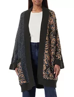 Swetry damskie - Sisley Damski sweter L/S 1149L600Q Cardigan Sweater, wielokolorowy, ciemnozielony z wzorem 901, S - miniaturka - grafika 1