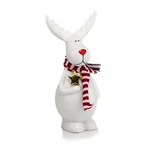 Figurka ceramiczna Renifer 17 cm biały - Ozdoby bożonarodzeniowe - miniaturka - grafika 1