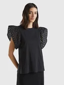 Bluzki damskie - Benetton Bluzka w kolorze czarnym - miniaturka - grafika 1