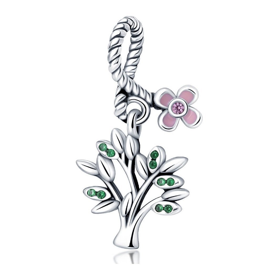 Zawieszka Charms SREBRO 925 Koralik Drzewo I Kwiat