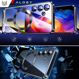 Etui do Samsung Galaxy S24 Mag Safe Glamour Case Ring obudowa ochrona aparatów Alogy Czarne przezroczyste + Szkło - Etui i futerały do telefonów - miniaturka - grafika 10