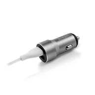 Ładowarki samochodowe - Ładowarka samochodowa VIDVIE CC526 2xUSB + kabel Type C 2.4A szary - miniaturka - grafika 1