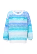 Swetry damskie - Sidona Damski sweter z dzianiny w paski z gradientem kolorów nylon niebieski wielokolorowy rozmiar XS/S, niebieski wielokolorowy, XS - miniaturka - grafika 1