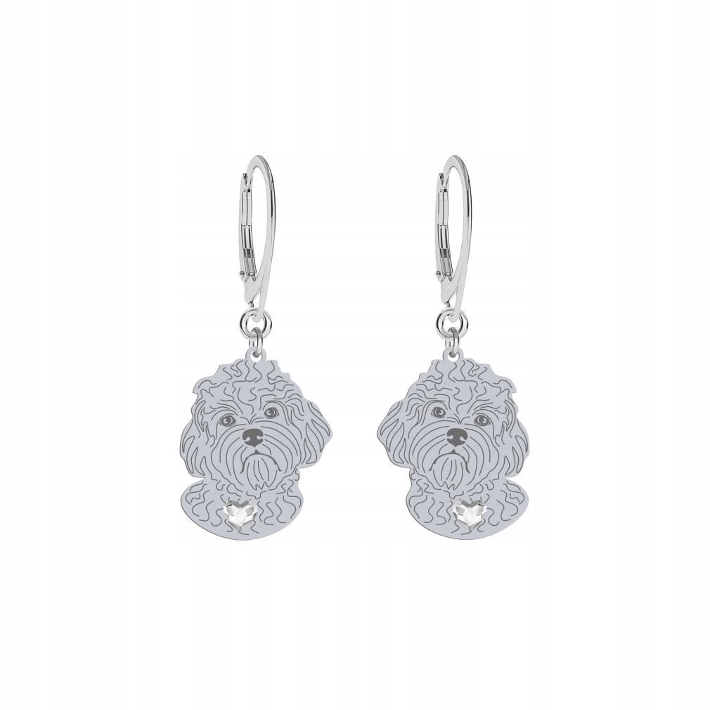 Kolczyki Srebrne z psem Cavapoo 925 Kobieta Biżuteria Prezent GRAWER GRATIS