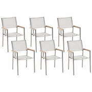 Fotele i krzesła ogrodowe - Beliani Zestaw 6 krzeseł ogrodowych biały GROSSETO 127846 127846 - miniaturka - grafika 1