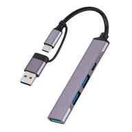 Huby USB - ADAPTER ROZDZIELACZ SLIM HUB 3.0 2w1 USB-A|USB-C na 3xUSB|1x USB-C - miniaturka - grafika 1