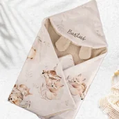 Otulacze - RĘCZNIK z imieniem dziecka otulacz kąpielowy z kapturkiem i uszkami - miniaturka - grafika 1