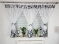 Firany - Firana gotowa “kokony” szara, nowoczesne firany do salonu - miniaturka - grafika 1