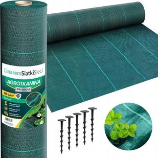 Linarem SiatkiSieci AGROTKANINA 110G 3,2x50m PREMIUM UV 3% AGROWŁÓKNINA ZIELONA MATA + KOŁKI - Agrowłókniny - miniaturka - grafika 1