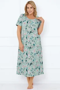 Długa koszula nocna Alvea zielona 3XL - Bielizna nocna - miniaturka - grafika 1