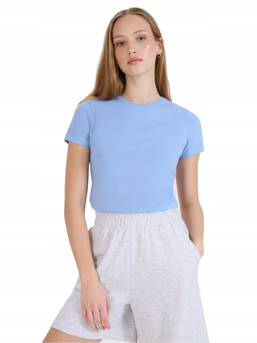 Damska koszulka bawełniana 4F TSHF2255 32S denim L
