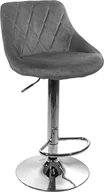 Taborety i hokery - Elior Szary tapicerowany hoker welurowy z oparciem metalowa podstawa - Amadeo 3X - miniaturka - grafika 1