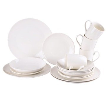 Serwis Obiadowy Porcelanowy 16EL 4 Osoby Komplet Zestaw Talerzy Kremowy