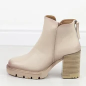 Botki damskie - Beżowe botki damskie na słupku Vinceza 58358 - miniaturka - grafika 1