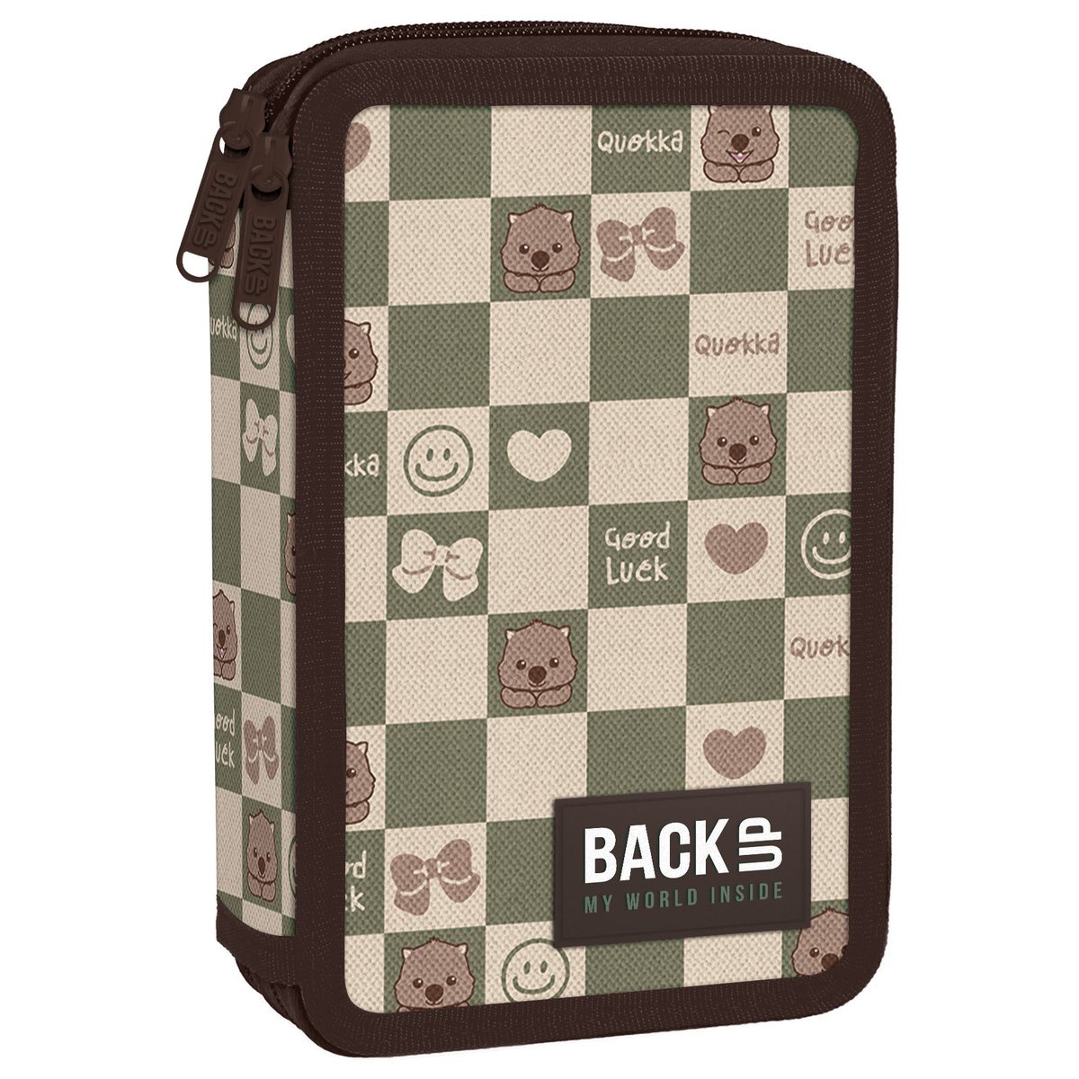 Backup Piórnik Model Podwójny z wyposażeniem Kratka Cute
