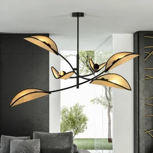 Emibig LOTUS 6 BLACK/RATTAN 1108/6 lampa sufitowa żyrandol oryginalny Design abażury 1108/6 - Lampy sufitowe - miniaturka - grafika 5